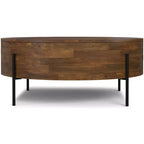 Farmington SOLID MANGO WOOD 38 inch Wide Round Modern Urban Drum Coffee Table