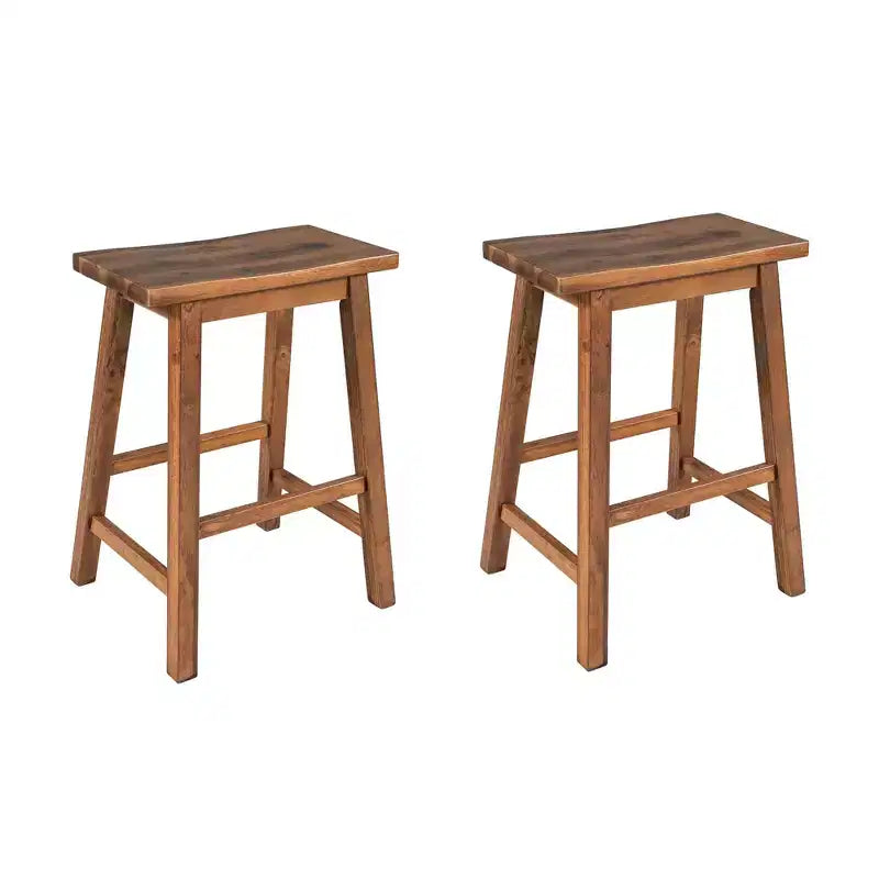MAYEERTY 2-Piece Farmhouse Counter Height Stools, Rustic Wood Design, Small Kitchen Dining, Walnut