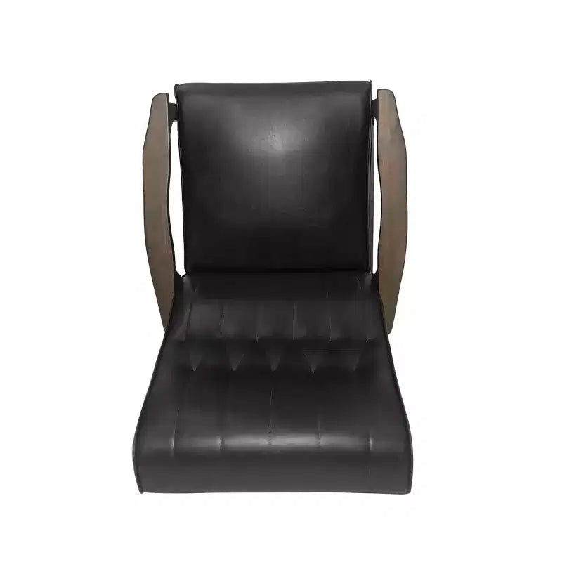 MAYEERTY Chaise d'appoint moderne du milieu du siècle, revêtement en similicuir noir mat, salon chambre à coucher