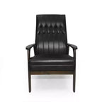 MAYEERTY Chaise d'appoint moderne du milieu du siècle, revêtement en similicuir noir mat, salon chambre à coucher