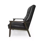 MAYEERTY Chaise d'appoint moderne du milieu du siècle, revêtement en similicuir noir mat, salon chambre à coucher