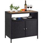 Rattan Outdoor Storage Cabinet - Black & Brown, Weather-Resistant, for Patio/Garden/Deck