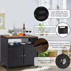 Rattan Outdoor Storage Cabinet - Black & Brown, Weather-Resistant, for Patio/Garden/Deck