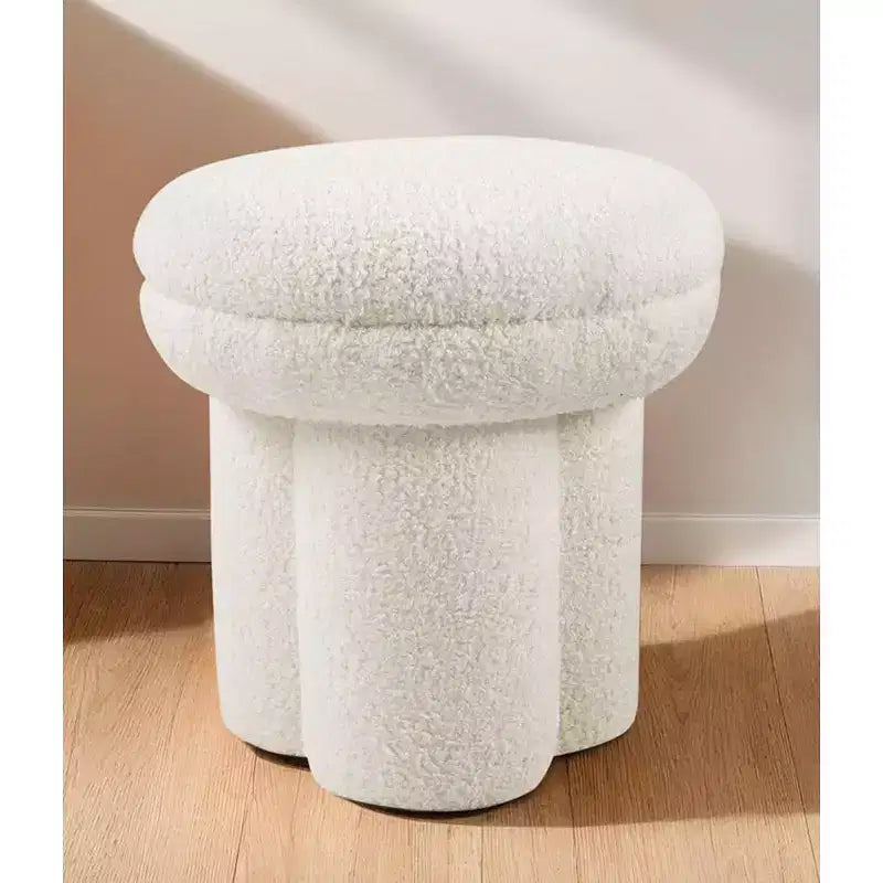 TUYOHW Tabouret d'appoint en forme de champignon, pouf de 44,5 cm avec plateau rond, base piédestal, chaise sans accoudoirs rembourrée en tissu shearling pour salon