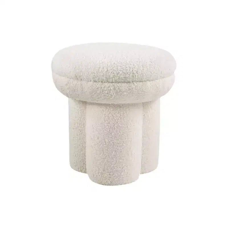 TUYOHW Tabouret d'appoint en forme de champignon, pouf de 44,5 cm avec plateau rond, base piédestal, chaise sans accoudoirs rembourrée en tissu shearling pour salon