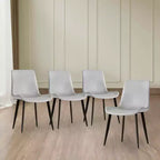 MAYEERTY Lot de 4 chaises de salle à manger modernes, assise en cuir PU marron, pieds en acier au carbone noir, pour maison, restaurant, salle de conférence