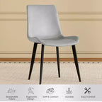 MAYEERTY Lot de 4 chaises de salle à manger modernes, assise en cuir PU marron, pieds en acier au carbone noir, pour maison, restaurant, salle de conférence