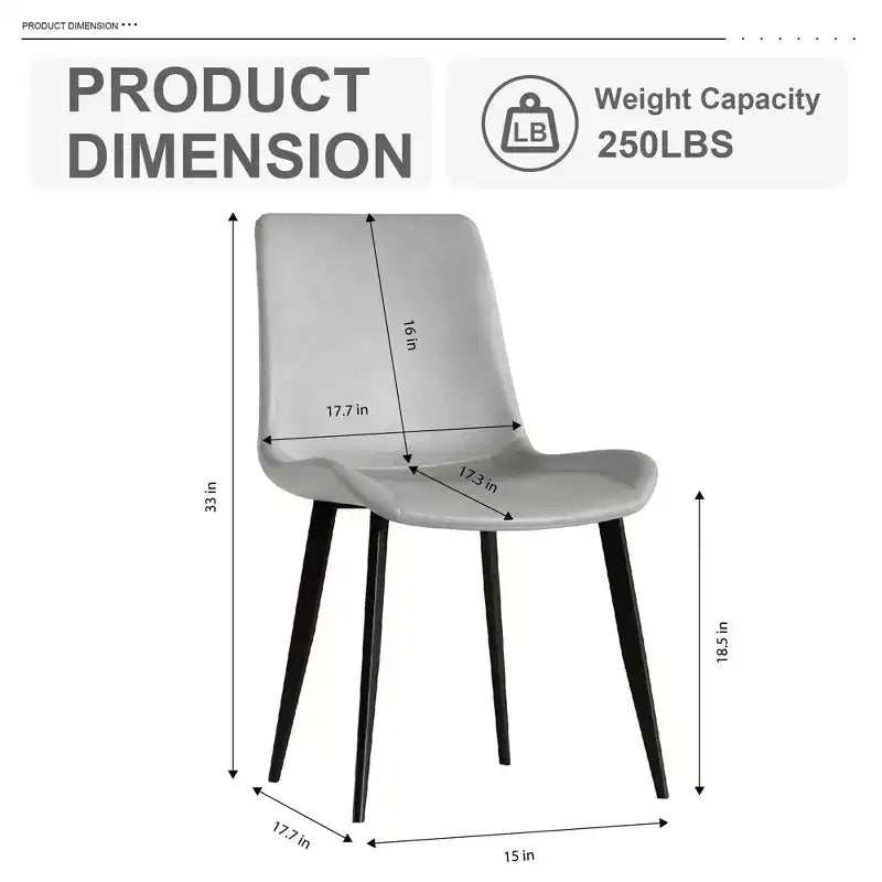 MAYEERTY Lot de 4 chaises de salle à manger modernes, assise en cuir PU marron, pieds en acier au carbone noir, pour maison, restaurant, salle de conférence