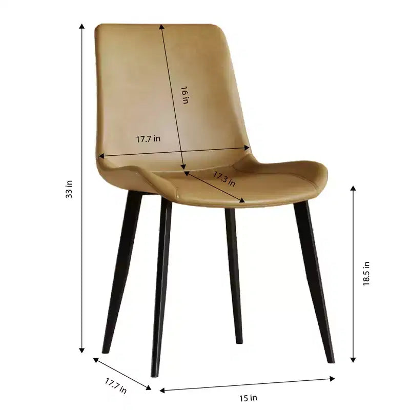 MAYEERTY Lot de 4 chaises de salle à manger modernes, assise en cuir PU marron, pieds en acier au carbone noir, pour maison, restaurant, salle de conférence