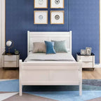 Bellemave Twin Wood Platform Bed Frame with Headboard & Footboard, Solid Wood Slat Support, No Box Spring Needed, Easy Assembly for Kids & Teens