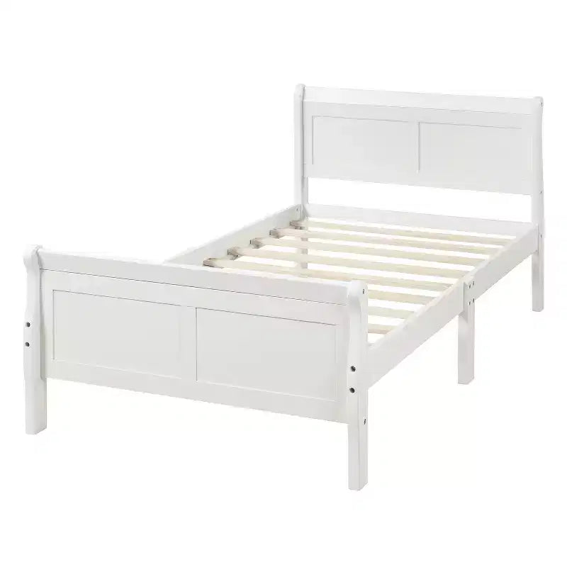 Bellemave Twin Wood Platform Bed Frame with Headboard & Footboard, Solid Wood Slat Support, No Box Spring Needed, Easy Assembly for Kids & Teens