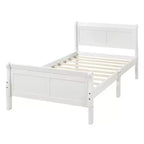 Bellemave Twin Wood Platform Bed Frame with Headboard & Footboard, Solid Wood Slat Support, No Box Spring Needed, Easy Assembly for Kids & Teens
