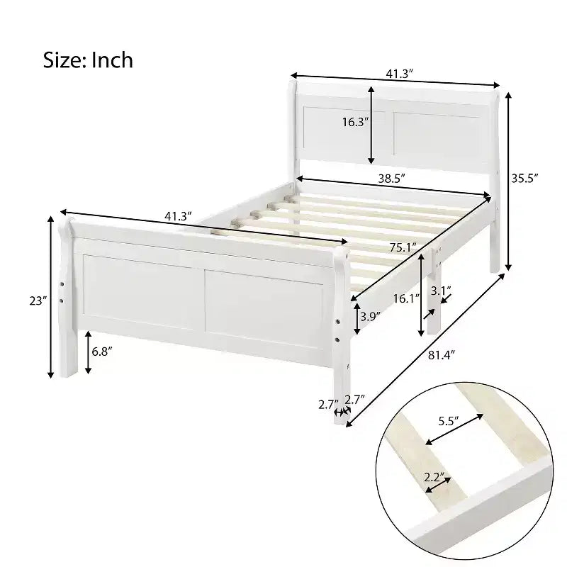 Bellemave Twin Wood Platform Bed Frame with Headboard & Footboard, Solid Wood Slat Support, No Box Spring Needed, Easy Assembly for Kids & Teens