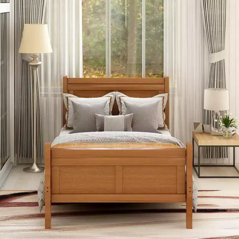 Bellemave Twin Wood Platform Bed Frame with Headboard & Footboard, Solid Wood Slat Support, No Box Spring Needed, Easy Assembly for Kids & Teens