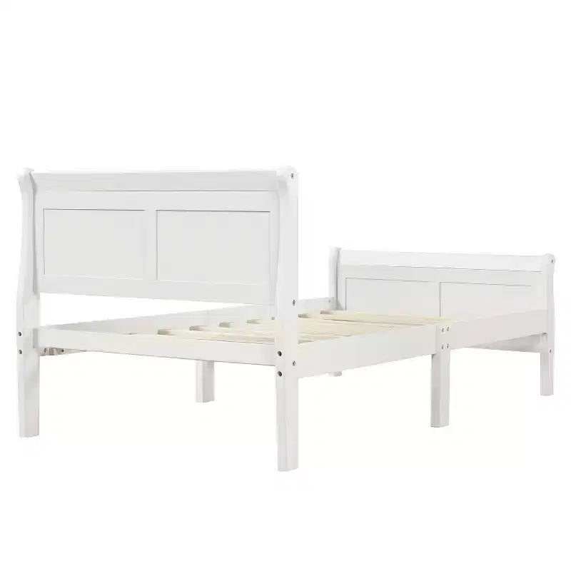 Bellemave Twin Wood Platform Bed Frame with Headboard & Footboard, Solid Wood Slat Support, No Box Spring Needed, Easy Assembly for Kids & Teens