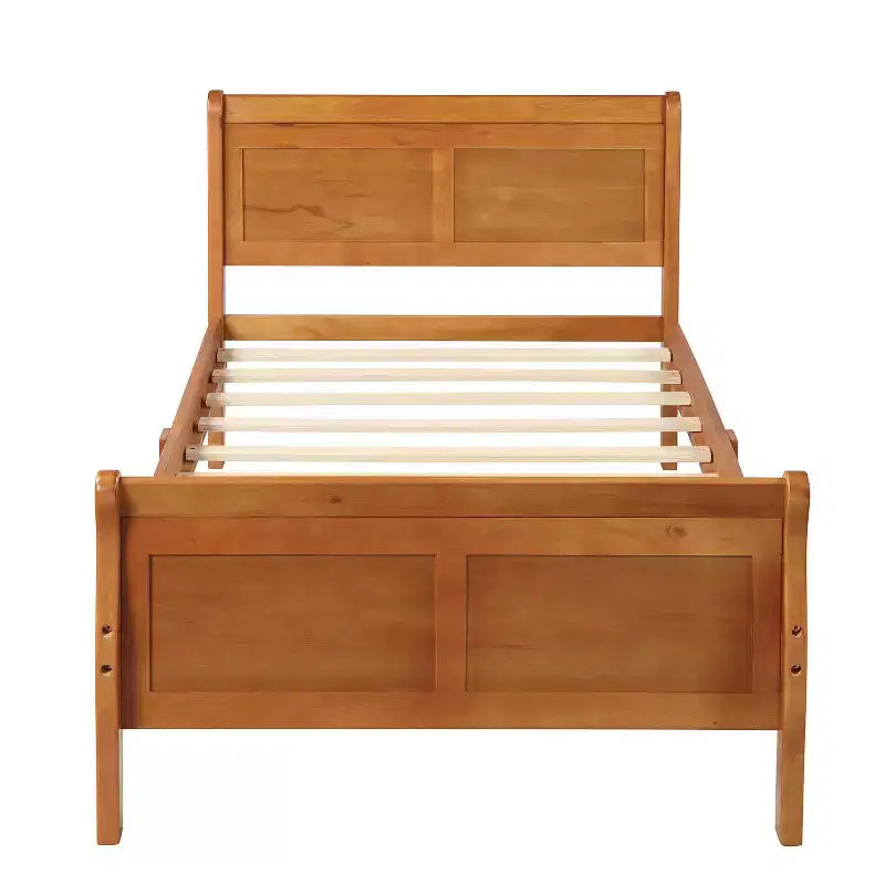 Bellemave Twin Wood Platform Bed Frame with Headboard & Footboard, Solid Wood Slat Support, No Box Spring Needed, Easy Assembly for Kids & Teens