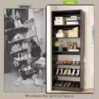 Besiost 6-Tier Shoe Rack Tower, 80'' Floor Standing Wooden Shoe Organizer
