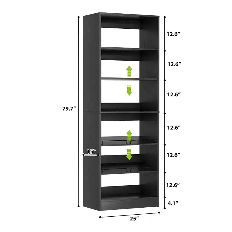 Besiost 6-Tier Shoe Rack Tower, 80'' Floor Standing Wooden Shoe Organizer