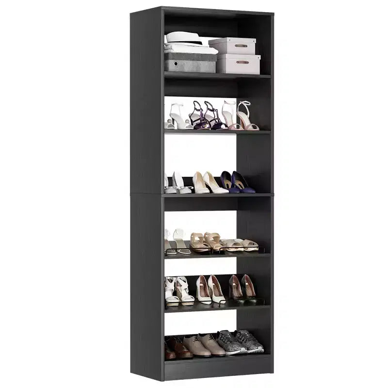 Besiost 6-Tier Shoe Rack Tower, 80'' Floor Standing Wooden Shoe Organizer