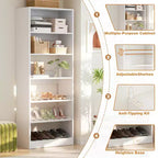 Besiost 6-Tier Shoe Rack Tower, 80'' Floor Standing Wooden Shoe Organizer