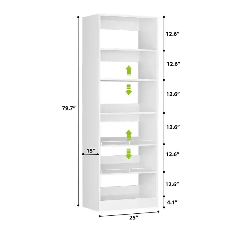 Besiost 6-Tier Shoe Rack Tower, 80'' Floor Standing Wooden Shoe Organizer