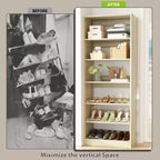 Besiost 6-Tier Shoe Rack Tower, 80'' Floor Standing Wooden Shoe Organizer
