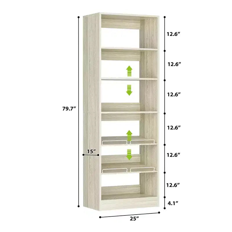 Besiost 6-Tier Shoe Rack Tower, 80'' Floor Standing Wooden Shoe Organizer