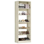 Besiost 6-Tier Shoe Rack Tower, 80'' Floor Standing Wooden Shoe Organizer