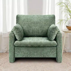 VEVOR Green Accent Chair, Modern Upholstered Accent Chair with Armrests, Cloth Arm Chairs with Thick Cushion and Arched Backrest, Green
