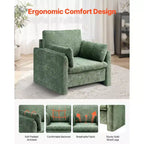 VEVOR Green Accent Chair, Modern Upholstered Accent Chair with Armrests, Cloth Arm Chairs with Thick Cushion and Arched Backrest, Green