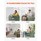 VEVOR Green Accent Chair, Modern Upholstered Accent Chair with Armrests, Cloth Arm Chairs with Thick Cushion and Arched Backrest, Green