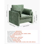 VEVOR Green Accent Chair, Modern Upholstered Accent Chair with Armrests, Cloth Arm Chairs with Thick Cushion and Arched Backrest, Green