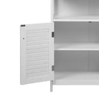 AEELLEEA Bathroom Storage Cabinet White Water Proof Wooden Freestanding Cabinet with Removable Shelf Shutter Doors for Home Hotel White