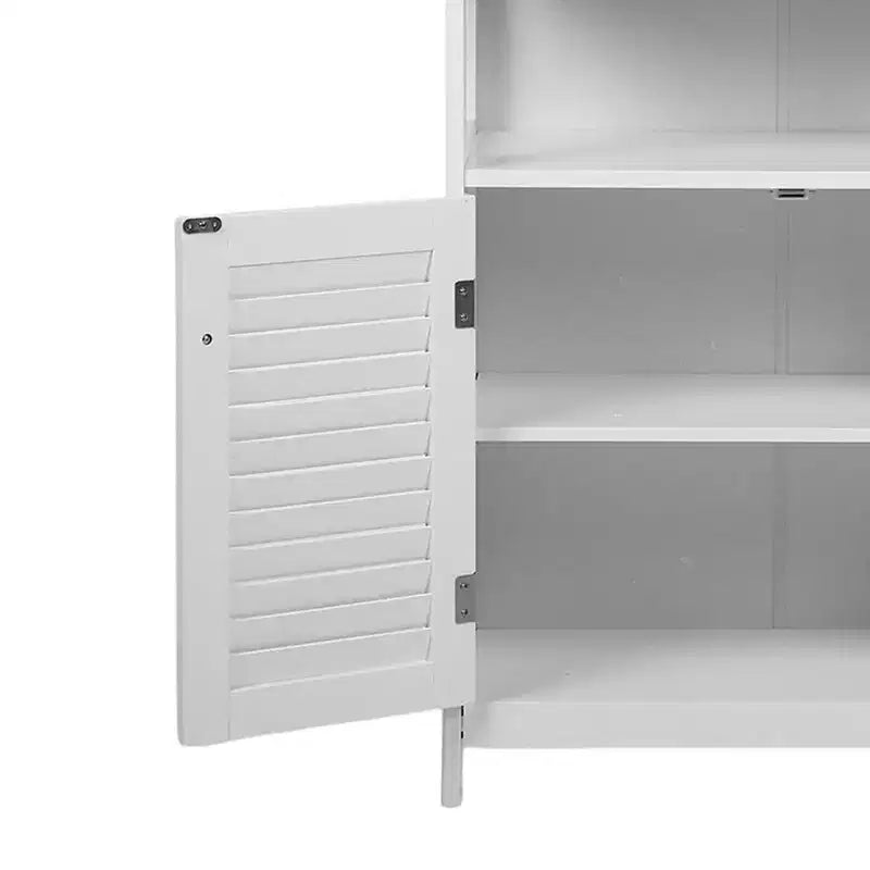AEELLEEA Bathroom Storage Cabinet White Water Proof Wooden Freestanding Cabinet with Removable Shelf Shutter Doors for Home Hotel White