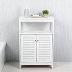 AEELLEEA Bathroom Storage Cabinet White Water Proof Wooden Freestanding Cabinet with Removable Shelf Shutter Doors for Home Hotel White
