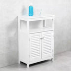 AEELLEEA Bathroom Storage Cabinet White Water Proof Wooden Freestanding Cabinet with Removable Shelf Shutter Doors for Home Hotel White