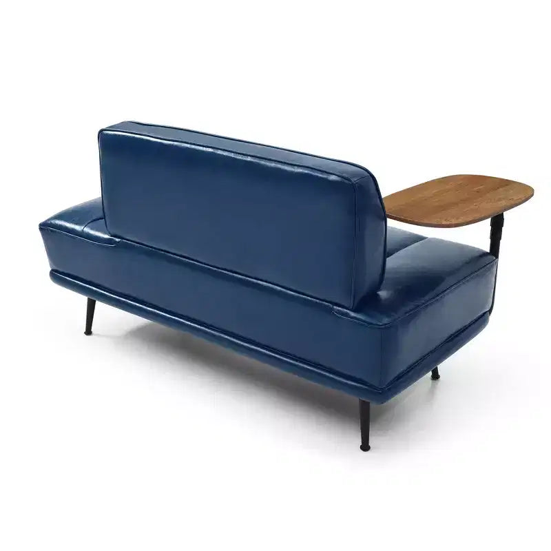 TUYOHW 55 Modern End of Bed Bench,Faux Leather Upholstered Ottoman with Swivel Tray,Metal Legs,Ottoman Bench for Bedroom,Living Room,Entryway