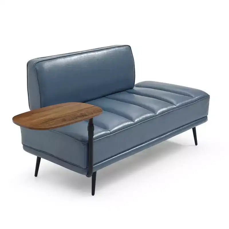 TUYOHW 55 Modern End of Bed Bench,Faux Leather Upholstered Ottoman with Swivel Tray,Metal Legs,Ottoman Bench for Bedroom,Living Room,Entryway