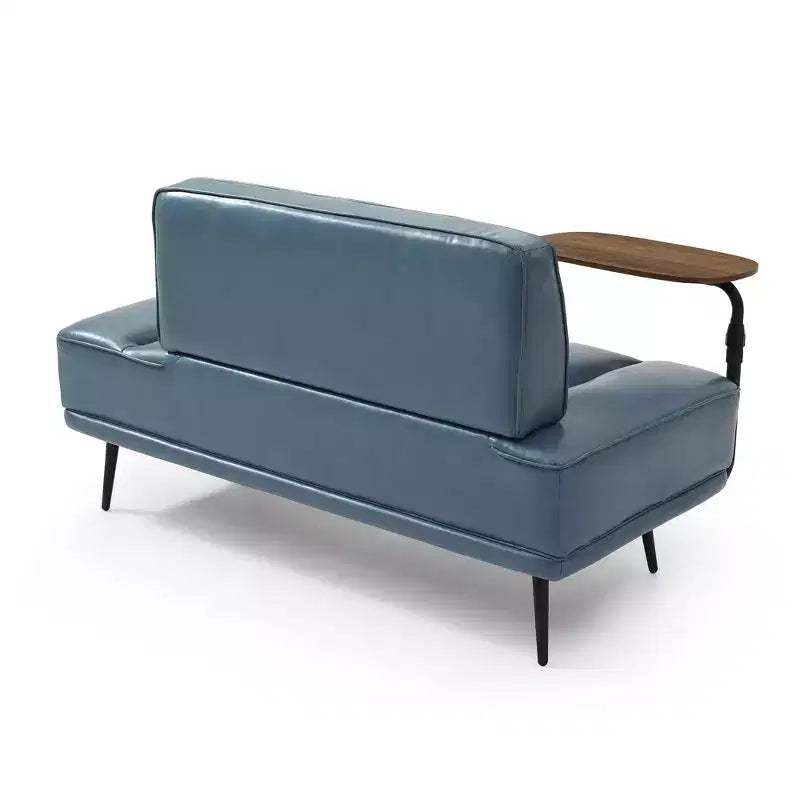TUYOHW 55 Modern End of Bed Bench,Faux Leather Upholstered Ottoman with Swivel Tray,Metal Legs,Ottoman Bench for Bedroom,Living Room,Entryway