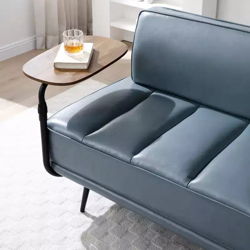 TUYOHW 55 Modern End of Bed Bench,Faux Leather Upholstered Ottoman with Swivel Tray,Metal Legs,Ottoman Bench for Bedroom,Living Room,Entryway