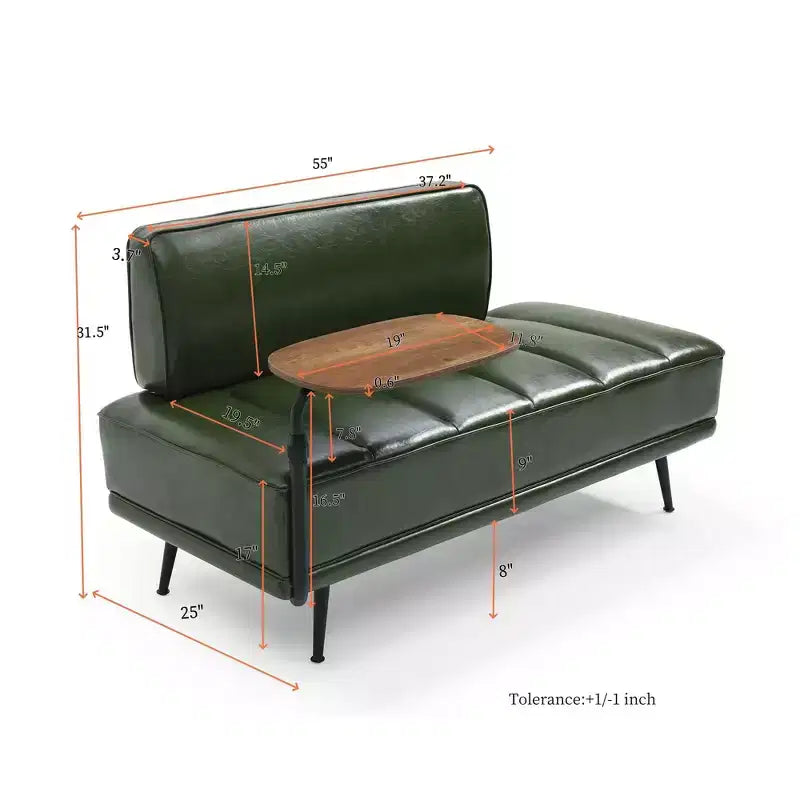 TUYOHW 55 Modern End of Bed Bench,Faux Leather Upholstered Ottoman with Swivel Tray,Metal Legs,Ottoman Bench for Bedroom,Living Room,Entryway