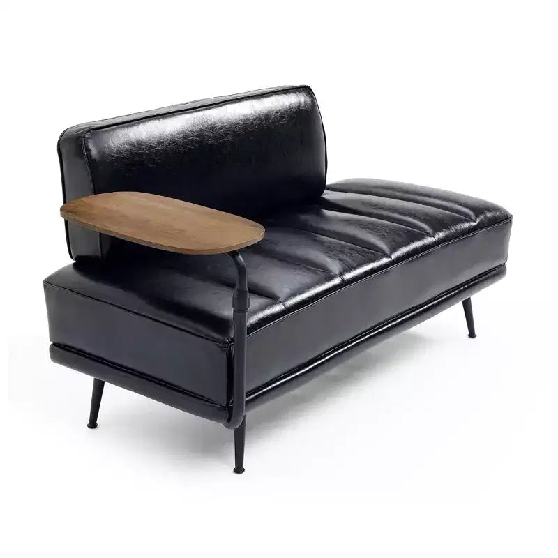 TUYOHW 55 Modern End of Bed Bench,Faux Leather Upholstered Ottoman with Swivel Tray,Metal Legs,Ottoman Bench for Bedroom,Living Room,Entryway