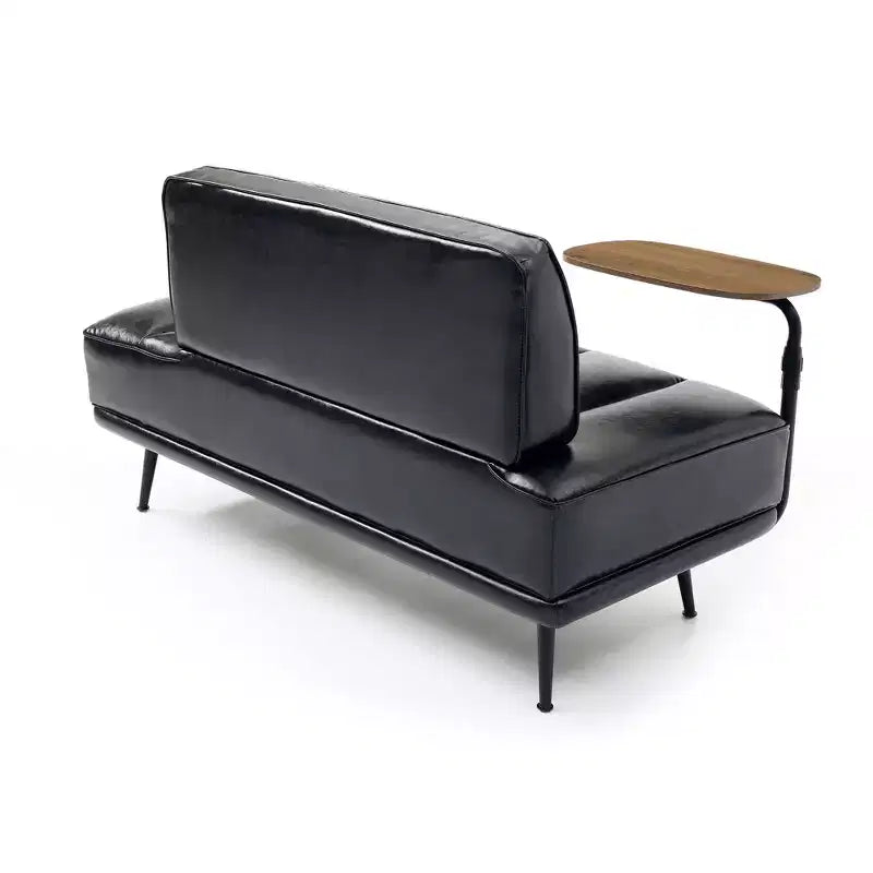 TUYOHW 55 Modern End of Bed Bench,Faux Leather Upholstered Ottoman with Swivel Tray,Metal Legs,Ottoman Bench for Bedroom,Living Room,Entryway
