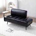 TUYOHW 55 Modern End of Bed Bench,Faux Leather Upholstered Ottoman with Swivel Tray,Metal Legs,Ottoman Bench for Bedroom,Living Room,Entryway
