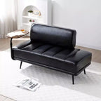TUYOHW 55 Modern End of Bed Bench,Faux Leather Upholstered Ottoman with Swivel Tray,Metal Legs,Ottoman Bench for Bedroom,Living Room,Entryway