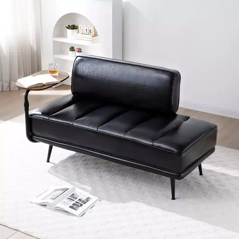TUYOHW 55 Modern End of Bed Bench,Faux Leather Upholstered Ottoman with Swivel Tray,Metal Legs,Ottoman Bench for Bedroom,Living Room,Entryway