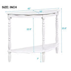 Hostack 42'' Retro Curved Console Table with Cloud Design Top and Open Shelf Solid Wood Frame and Legs, Milk White
