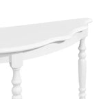 Hostack 42'' Retro Curved Console Table with Cloud Design Top and Open Shelf Solid Wood Frame and Legs, Milk White