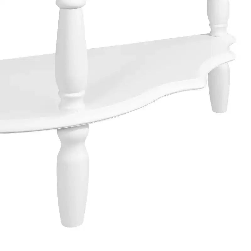 Hostack 42'' Retro Curved Console Table with Cloud Design Top and Open Shelf Solid Wood Frame and Legs, Milk White