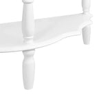 Hostack 42'' Retro Curved Console Table with Cloud Design Top and Open Shelf Solid Wood Frame and Legs, Milk White
